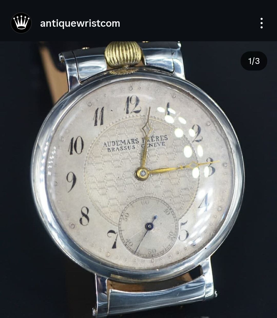 Audemars Frères pocket watch converted to wristwatch — early dedicated lug construction